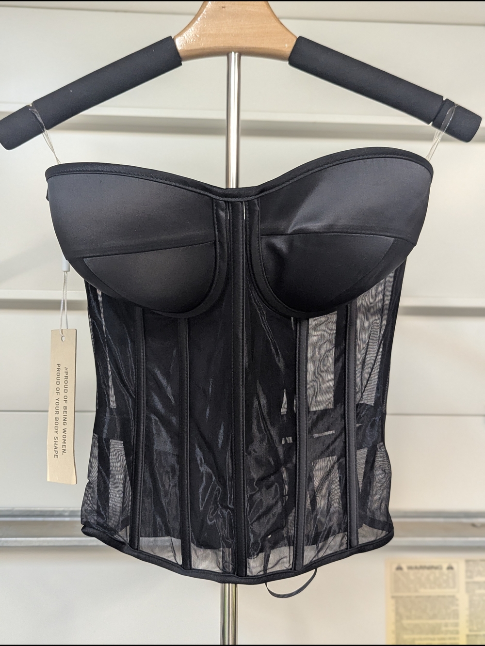 Strapless Black Mesh Corset Bustier Top